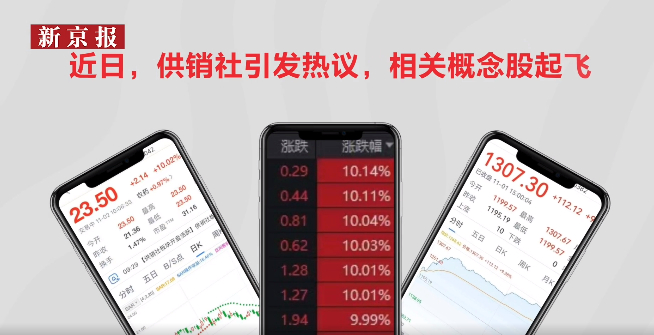 ▲近日，供销社等话题引发关注，相关概念股也有所上涨。图/新京报贝壳财经视频截图