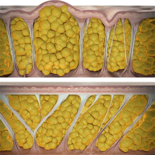 　　【赛诺秀5D胶原光治疗前后皮肤截面对比图】