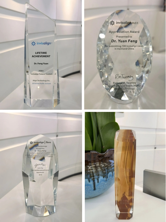 　　图注:袁峰医生历年奖杯