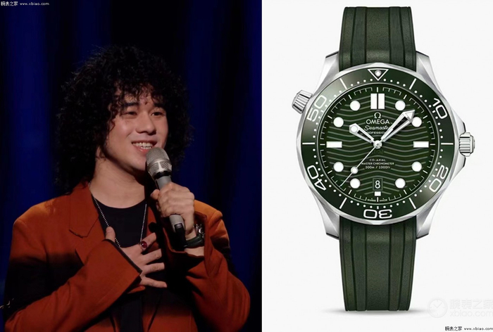　　曾比特佩戴海马300米潜水表绿盘款