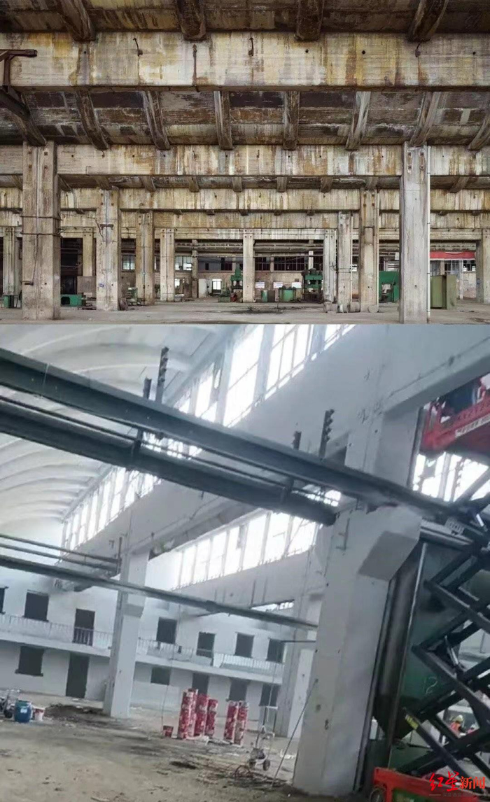 ↑施工前（上）后对比 二砂附近居民供图