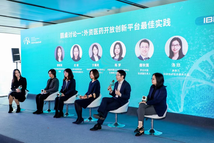 “外资医药开放创新平台最佳实践”圆桌论坛现场。主办方 图