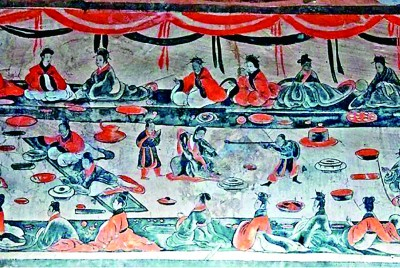     宴饮百戏图 打虎亭汉墓壁画