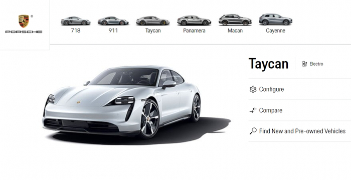 保时捷旗下有718、911、Taycan、Panamera、Macan、Cayenne六款车型在售 图片来源：保时捷官网
