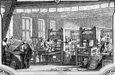     法国大革命期间巴黎一家繁忙的印刷所。资料图片