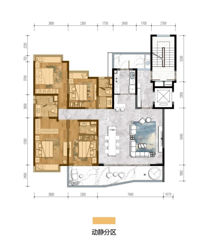 建面约178㎡大平层户型图