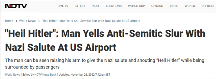 印度新德里电视台（NDTV）报道截图