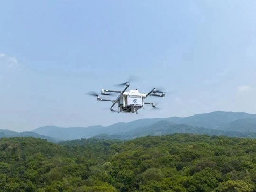 　　顺丰无人机在普洱茶茶山作业