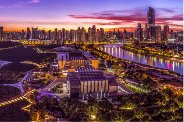 （灯火辉煌的琴台大剧院，图片来自长江头条用户@晏继方）