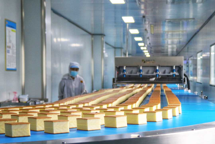 永城市麦客多食品面包生产车间面香四溢。孙海峰  摄