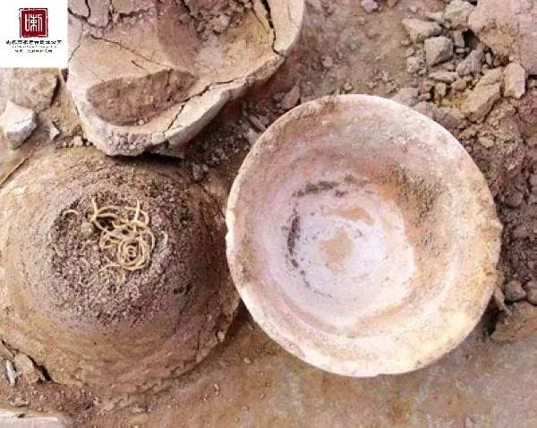 ▲面条遗存刚出土状态。