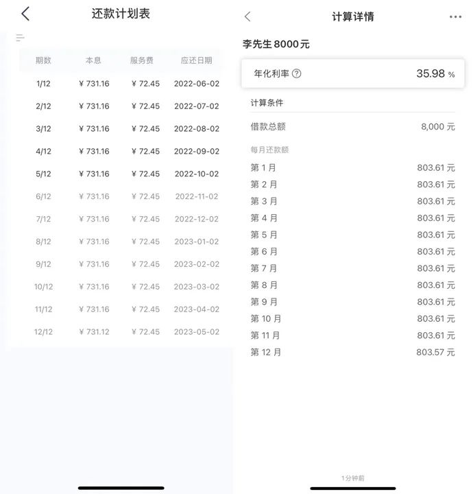 *还款明细情况，图片由李先生提供