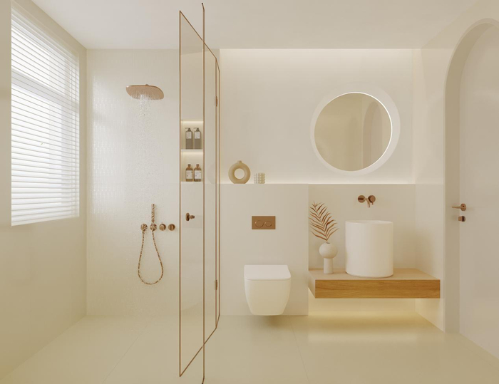 　　兴辉瓷砖 极光.奶油白打造的卫浴