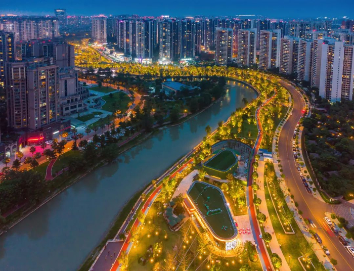 江安河活力新潮消费带夜景向实摄