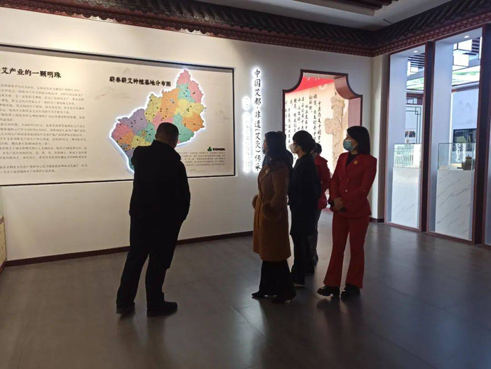 　　鲁学进董事长介绍蕲春艾灸疗法非遗传承馆