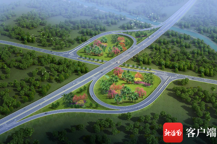 G9813万洋高速公路南丰互通立交工程效果图。