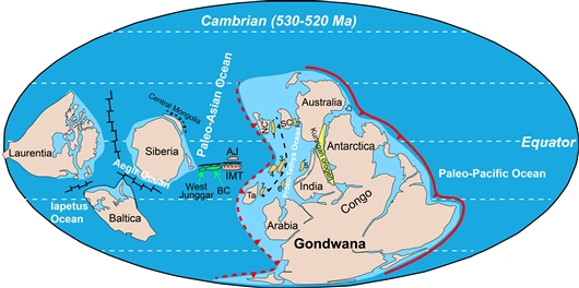 早寒武世全球板块以及西准噶尔构造位置重建图。研究团队供图