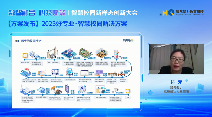 　　祁芳作《好专业·智慧校园解决方案》发布演讲