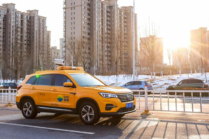 ▲燃气智能巡检车在巡检途中