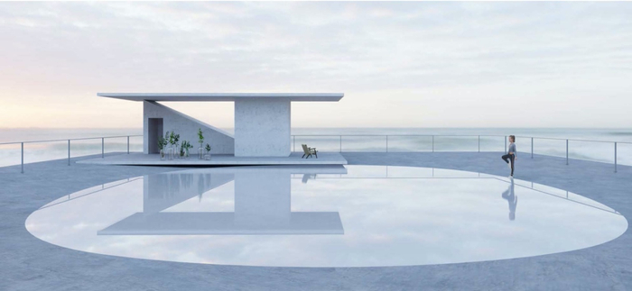 “莺歌唱晚”驿站银山礼堂屋顶顾影池（效果图）