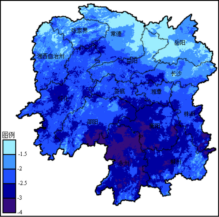 图为5月平均气温距平（单位：℃）