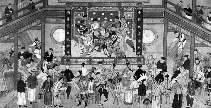 清代光绪年间同庆班演出图