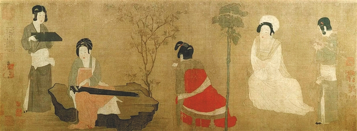 　　唐代画师周昉的《调琴啜茗图》。 资料图