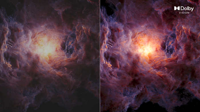  普通画面（左）与杜比视界格式画面（右）对比示意图 图源：杜比