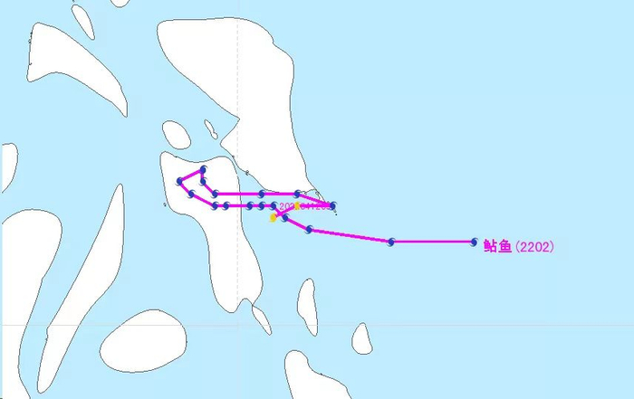 　2022年第2号台风“鲇鱼”路径图
