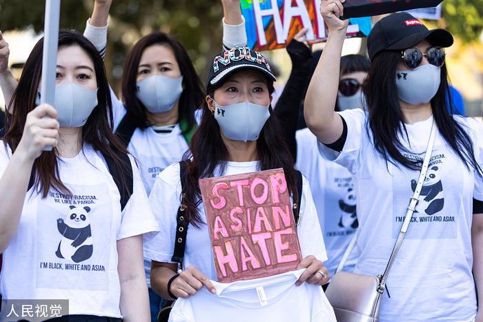 2021年3月27日,美国洛杉矶爆发亚裔反歧视大游行。(资料图)