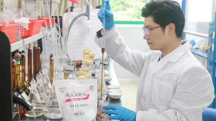 ▲广药集团白云山和黄制药高级工程师开展板蓝根质量标准提升研究。