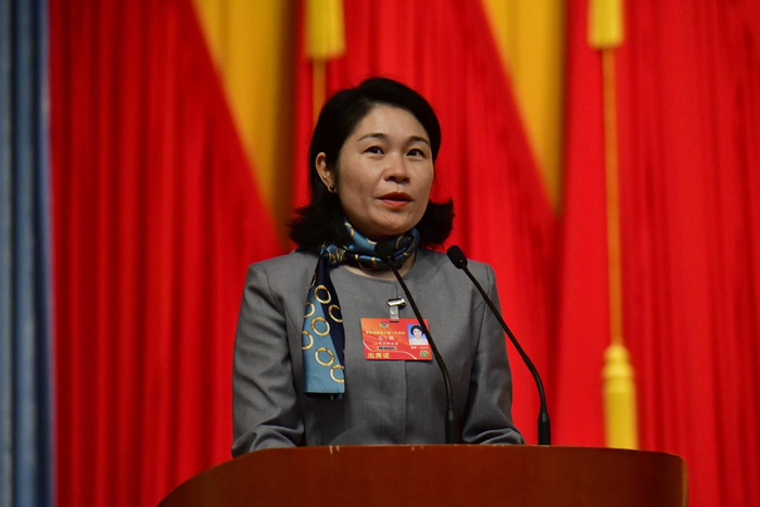 龙丁敏委员发言。记者 陈卫东摄