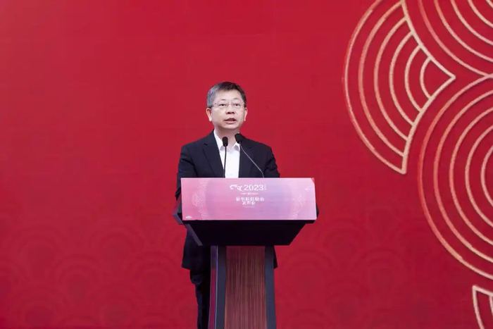 △中央广播电视总台编务会议成员姜文波介绍春晚科技创新应用情况