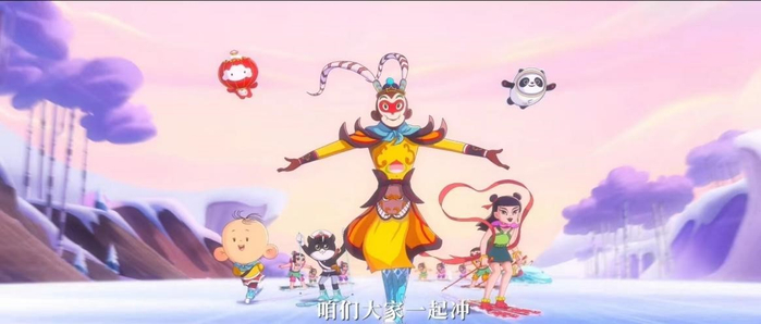 大耳朵图图、孙悟空、哪吒、葫芦娃等助力北京冬奥会 图片来源：上美影官方微博