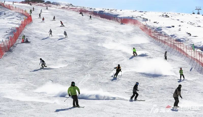 游客在可可托海国际滑雪度假区滑雪（资料图片）。丁宁摄