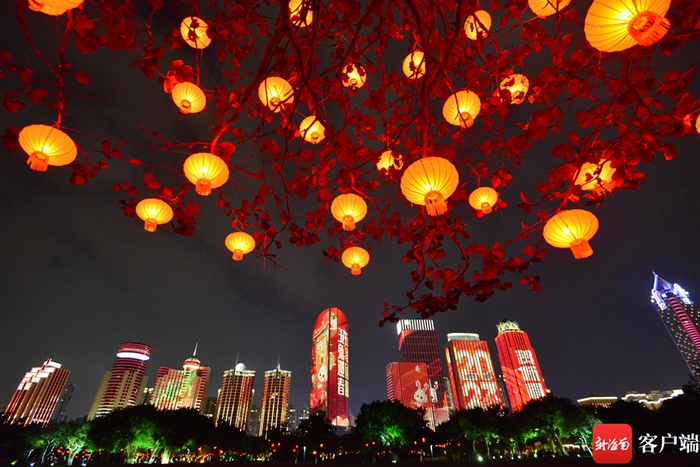 　　万绿园兔年主题灯光秀。记者 陈卫东摄