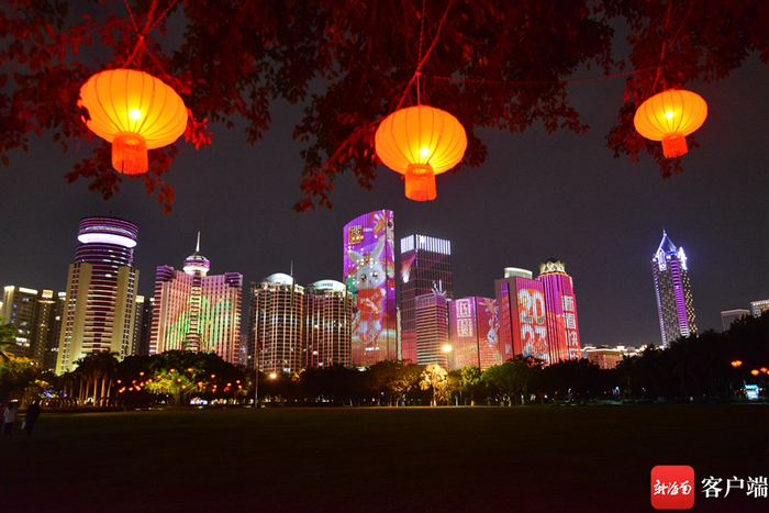 　　万绿园兔年主题灯光秀。记者 陈卫东摄