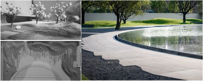 △ 佛山保利天悦社区景观效果图与实景图对比