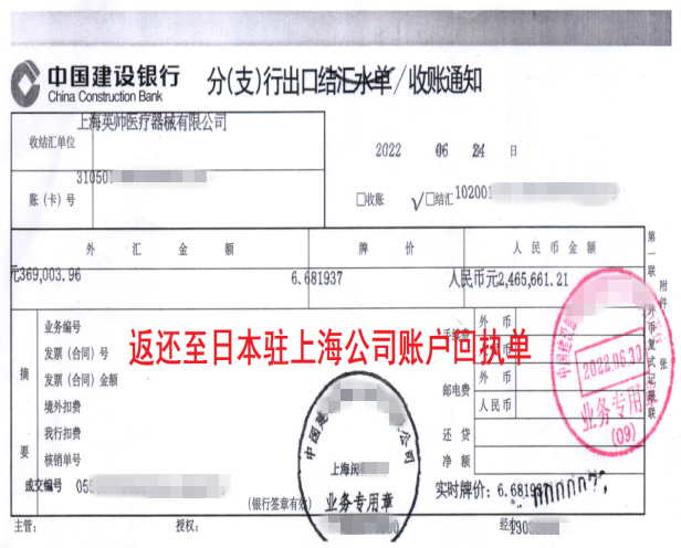 ▲货款返还回执