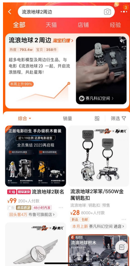 图/《流浪地球2》周边冲上淘宝热搜