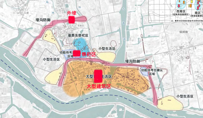 ▲凌家滩2020-2022发掘位置图。（图片来源：文博中国微信公众号）