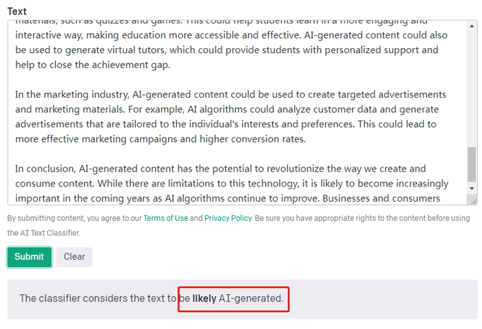 图片来源：AI Text Classifier