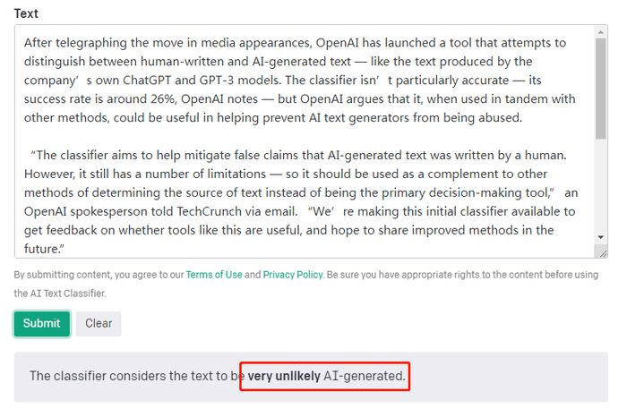 图片来源：AI Text Classifier