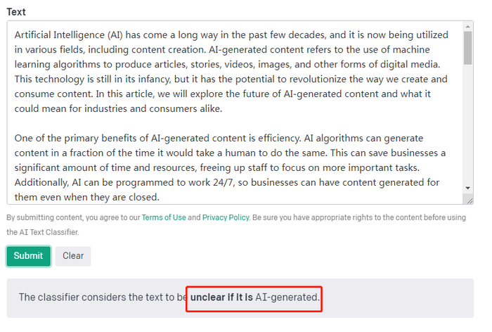 图片来源：AI Text Classifier