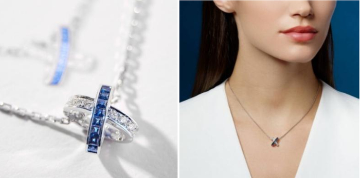 　　CHAUMET Liens缘系·一生系列 欢·缘蓝宝石白金镶钻项链
