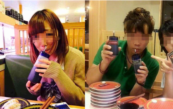 　↑近日，一系列日本顾客在回转寿司店的不当行为被热议