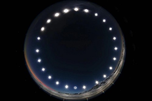 　　叶梓颐拍摄的“日食时钟”