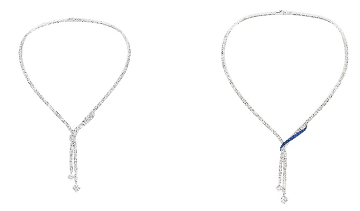 CHAUMET Liens 缘系·一生系列 合·缘主题 白金镶钻项链及白金镶钻蓝宝石项链