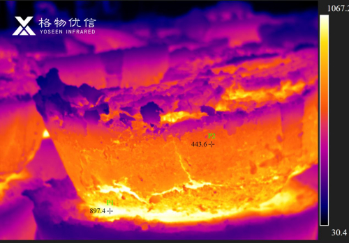 冷却中的电石温度红外图