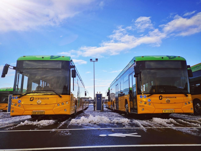 　　在丹麦运营的金旅公交车